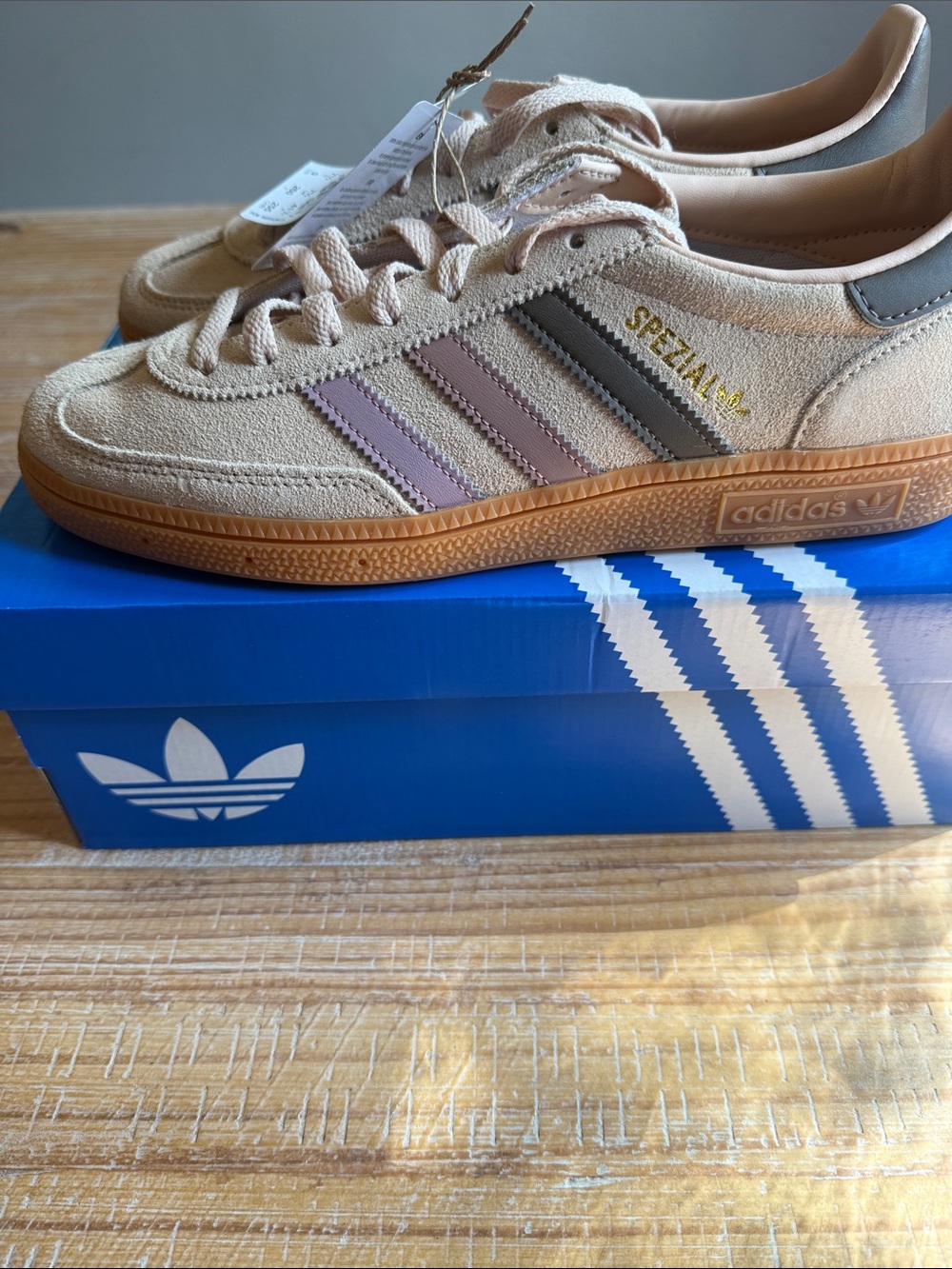 adidas Handball Spezial  Suede Sneakers in Beige with Stripes - Picture 4 of 8